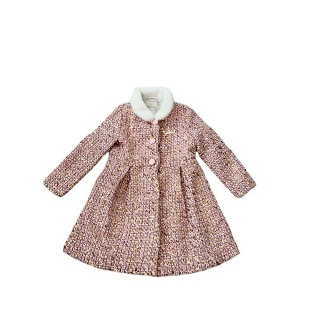 Disney Princess‎ Pink Tweed & Gold Sequin Girls Coat Size 4
